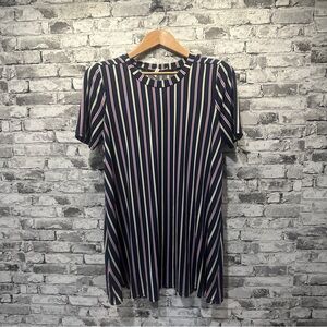 EUC BCBGeneration Striped Black and Pink Midi Dress Size M